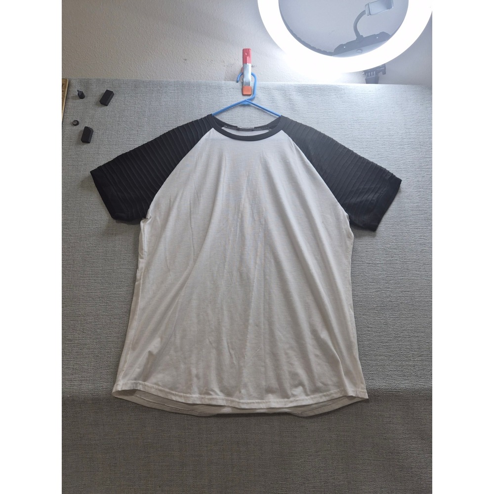 Coofandy T Shirt Mens 2XL Black White Raglan Sleeve Crew Neck Streetwear Casual